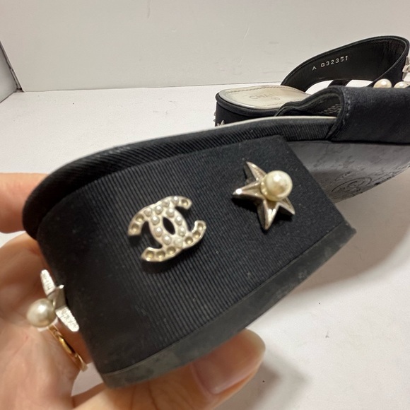 Chanel Vintage Black Embellished Slides - Picture 9 of 16